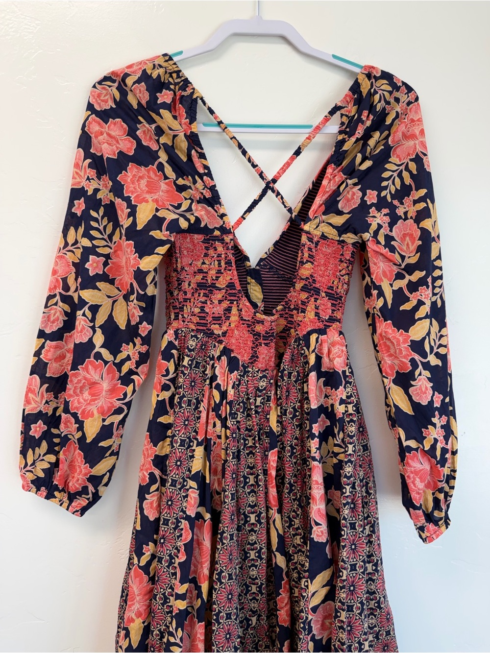 NWT Free People A New Way Floral Button-Front in Navy and Pink Maxi Dress SizeXL - Picture 12 of 17